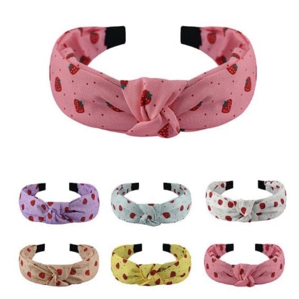 6 Strawberry knot headbands assorted colors
